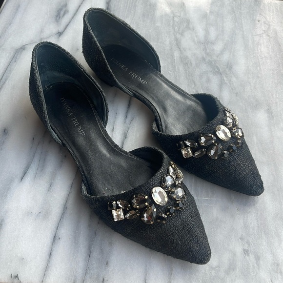 Ivanka Trump Shoes - Ivanka Trump Black Rhinestone Flats
